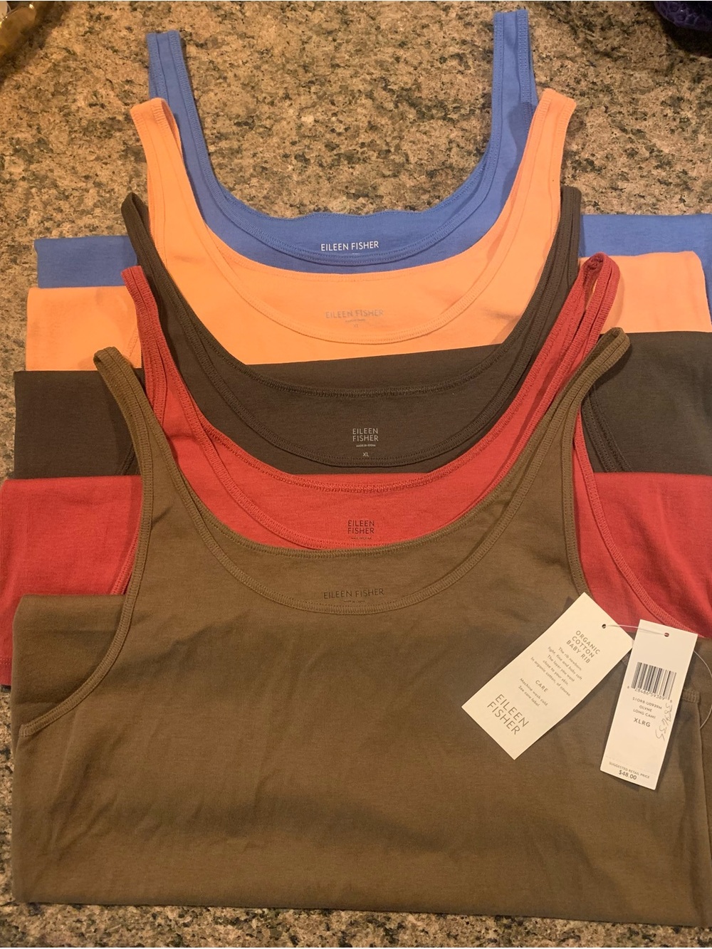 Eileen Fisher Cami Baby Rib Tanks XL - Set of 5 - NWT